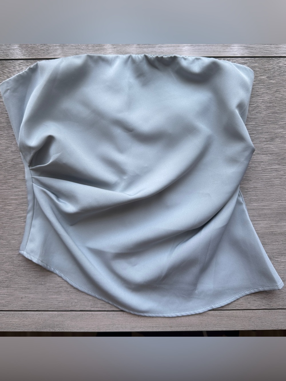 Blue Gray Strapless Crop Top